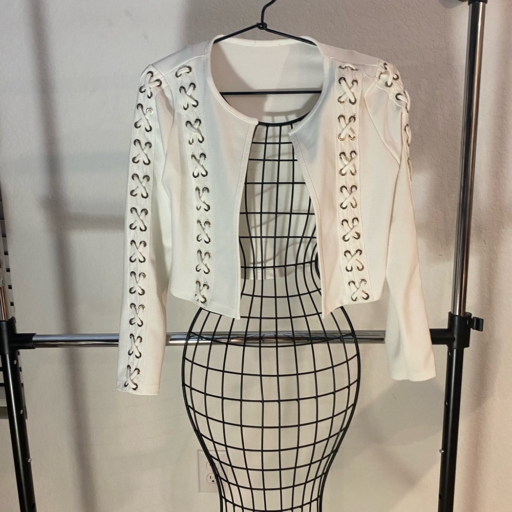 White light jacket with gold decor